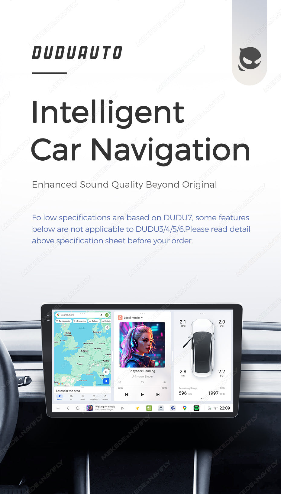 Dudu7 Andriod Stereo  9.5"-10.5"  wirelss Apple Carplay/Android Auto