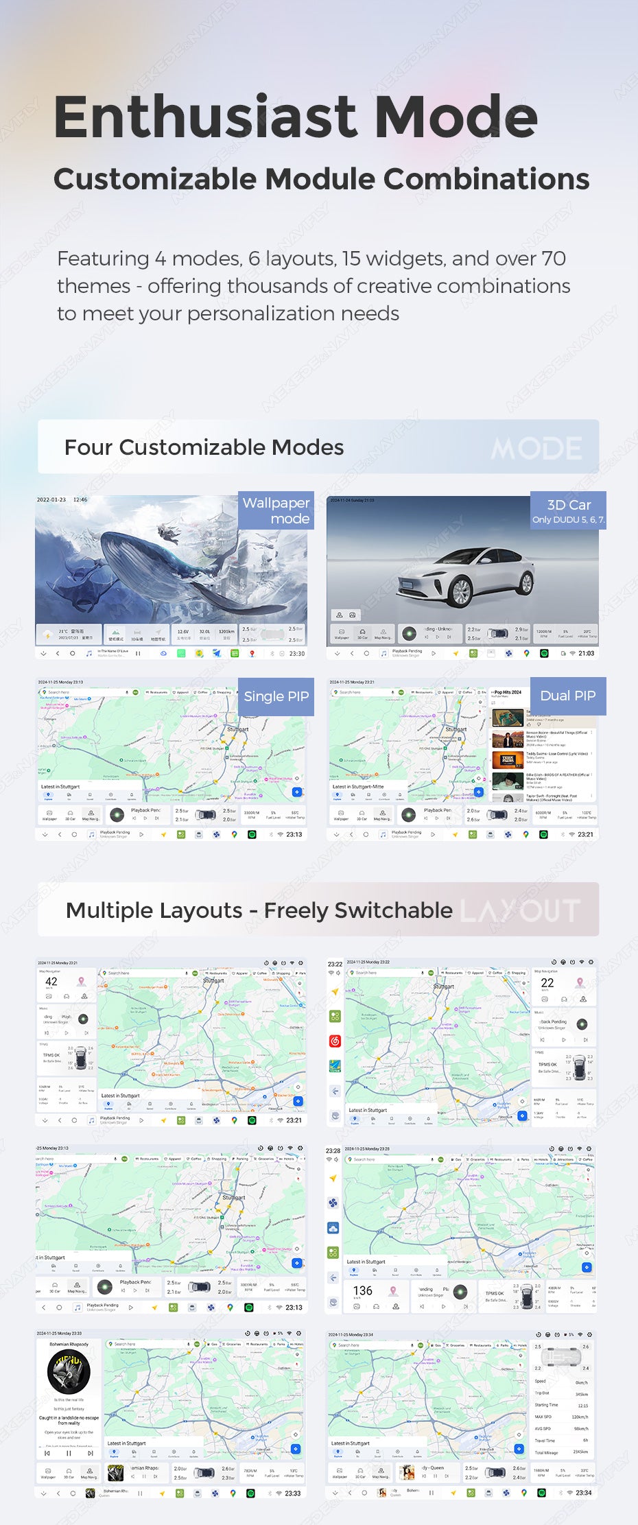 Dudu7 Andriod Stereo  9.5"-10.5"  wirelss Apple Carplay/Android Auto