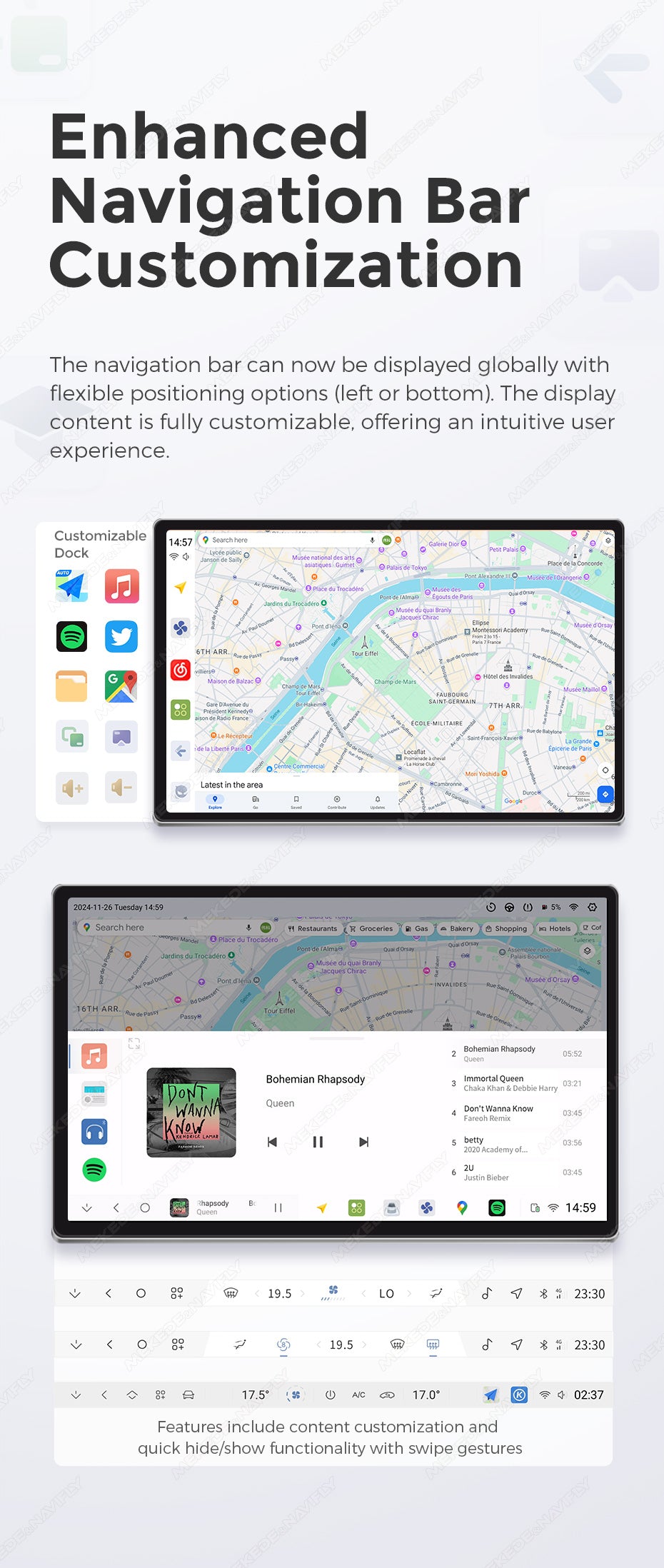 Dudu7 Andriod Stereo  9.5"-10.5"  wirelss Apple Carplay/Android Auto