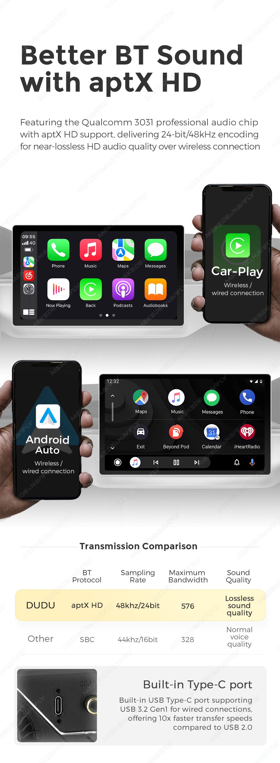 Dudu7 Andriod Stereo  9.5"-10.5"  wirelss Apple Carplay/Android Auto